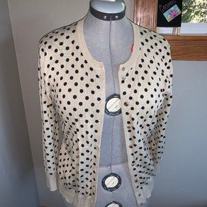 Cute Cardigan Beige with Black Polka Dots